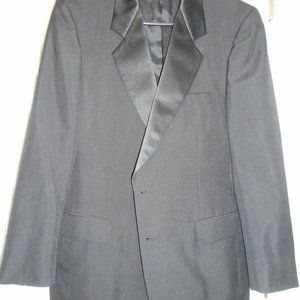 Mens Black Tuxedo Jacket 42R  Kilburne & Finch Polyester+Wool Satin Notch Lapel